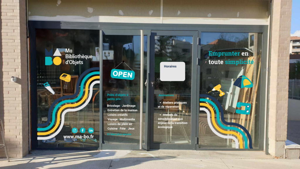 Devanture nouveau local Ma Bibliothèque d'Objets